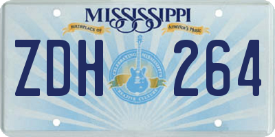 MS license plate ZDH264