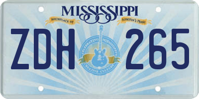 MS license plate ZDH265