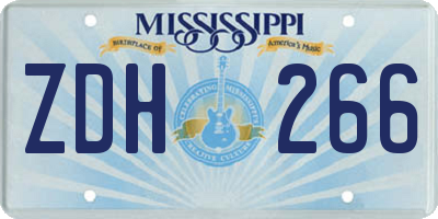 MS license plate ZDH266