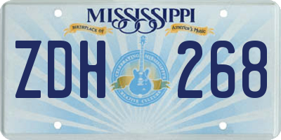 MS license plate ZDH268