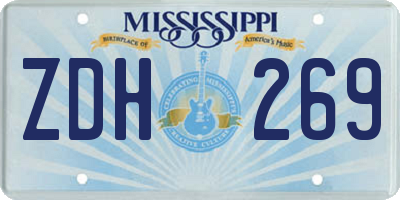 MS license plate ZDH269