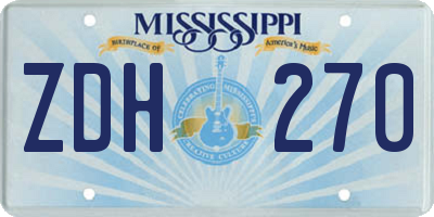 MS license plate ZDH270