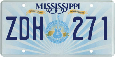 MS license plate ZDH271