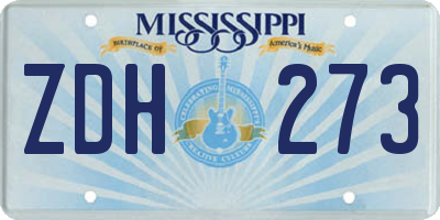 MS license plate ZDH273