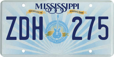 MS license plate ZDH275