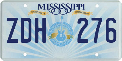 MS license plate ZDH276