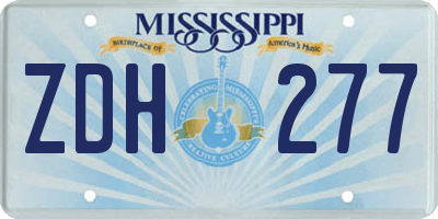MS license plate ZDH277