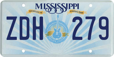 MS license plate ZDH279