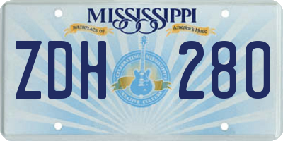 MS license plate ZDH280