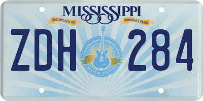 MS license plate ZDH284