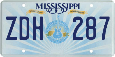 MS license plate ZDH287