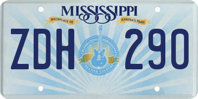 MS license plate ZDH290