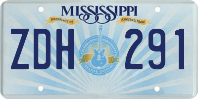 MS license plate ZDH291