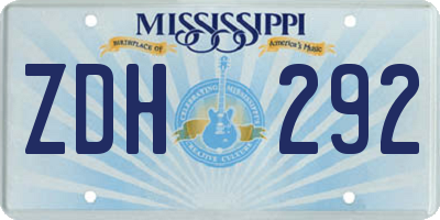 MS license plate ZDH292