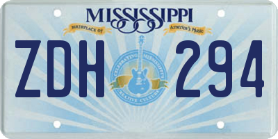MS license plate ZDH294