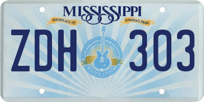 MS license plate ZDH303