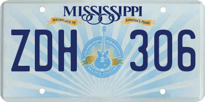 MS license plate ZDH306