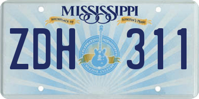 MS license plate ZDH311