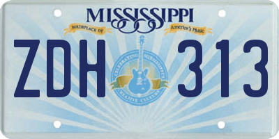 MS license plate ZDH313