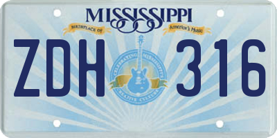 MS license plate ZDH316
