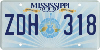 MS license plate ZDH318