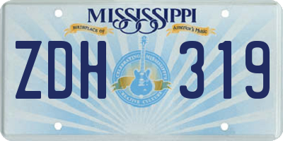 MS license plate ZDH319