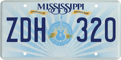 MS license plate ZDH320