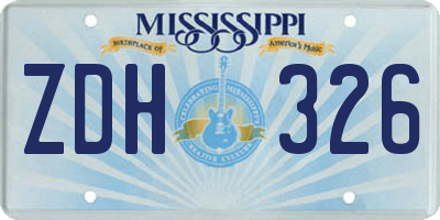 MS license plate ZDH326
