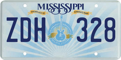 MS license plate ZDH328