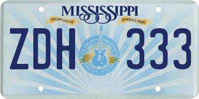 MS license plate ZDH333