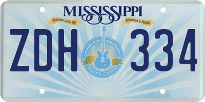 MS license plate ZDH334