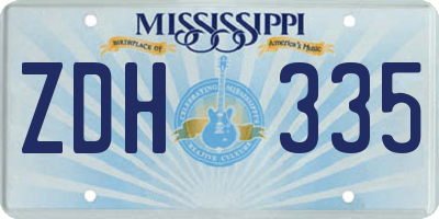 MS license plate ZDH335