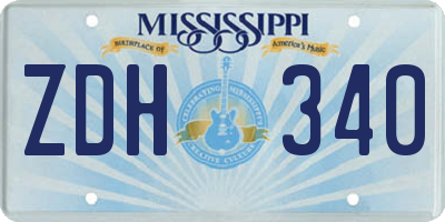 MS license plate ZDH340