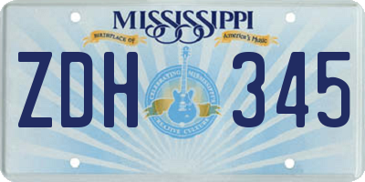 MS license plate ZDH345
