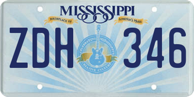 MS license plate ZDH346