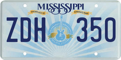MS license plate ZDH350