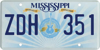 MS license plate ZDH351