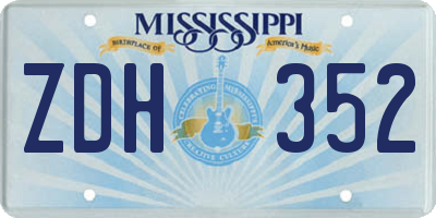 MS license plate ZDH352