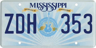 MS license plate ZDH353