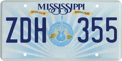 MS license plate ZDH355