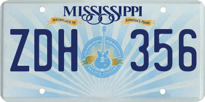 MS license plate ZDH356