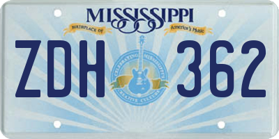 MS license plate ZDH362