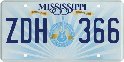 MS license plate ZDH366