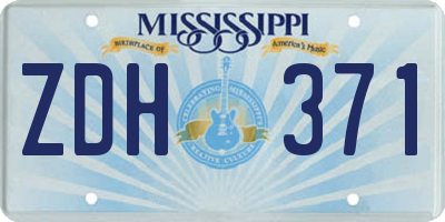 MS license plate ZDH371