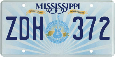 MS license plate ZDH372