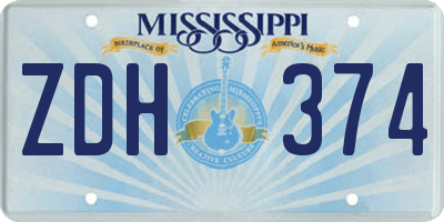 MS license plate ZDH374