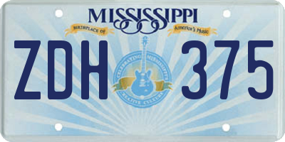 MS license plate ZDH375