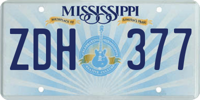 MS license plate ZDH377