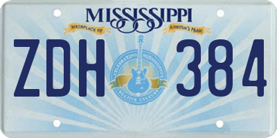 MS license plate ZDH384
