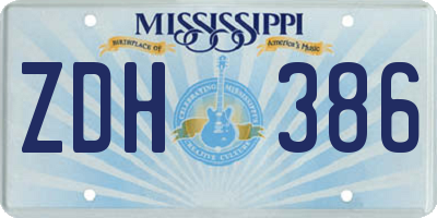 MS license plate ZDH386